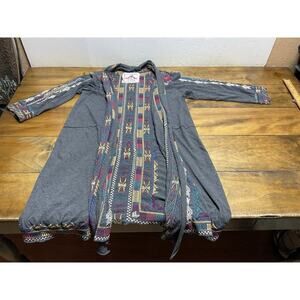 Johnny Was Sweater Womens L Duster Open Embroidered Cardigan Floral Southwestern